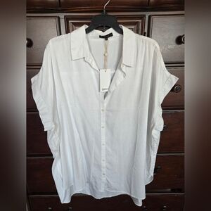 NWT, Quince White Tencel Lyocell Shirt, Sz. L